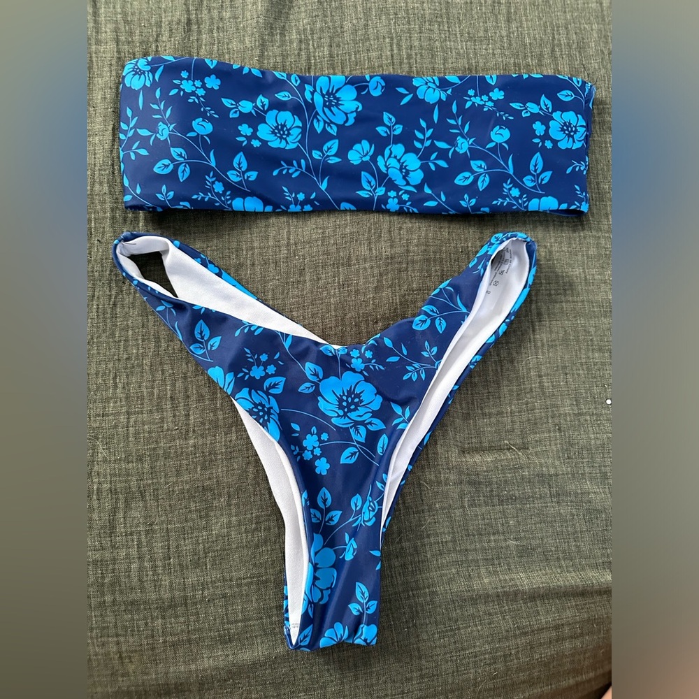 Floral Bikini - Bandeau/Low Rise Bottoms